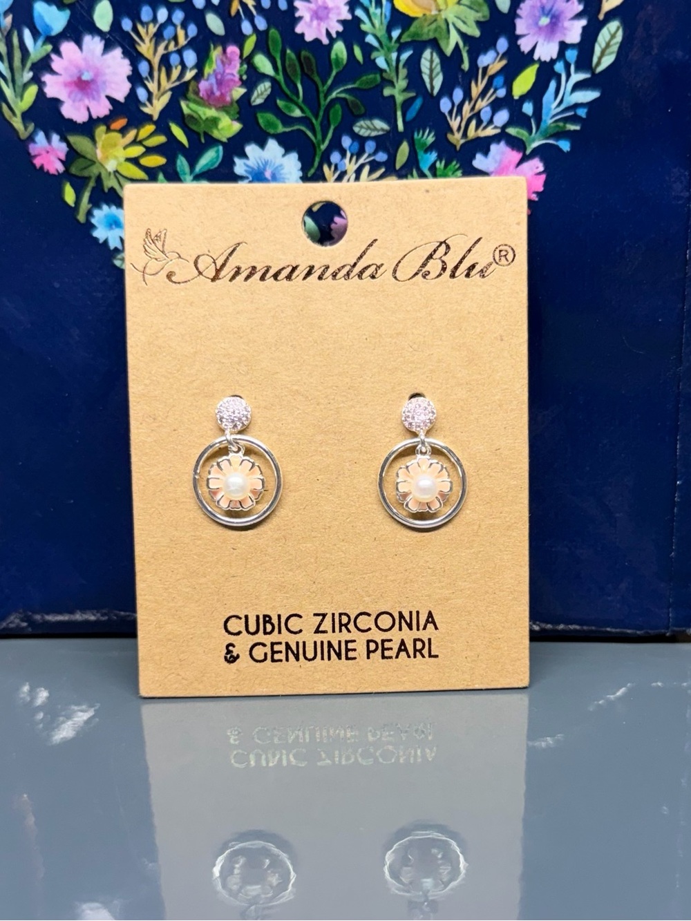 Silver & Pearl Flower Drop Earrings